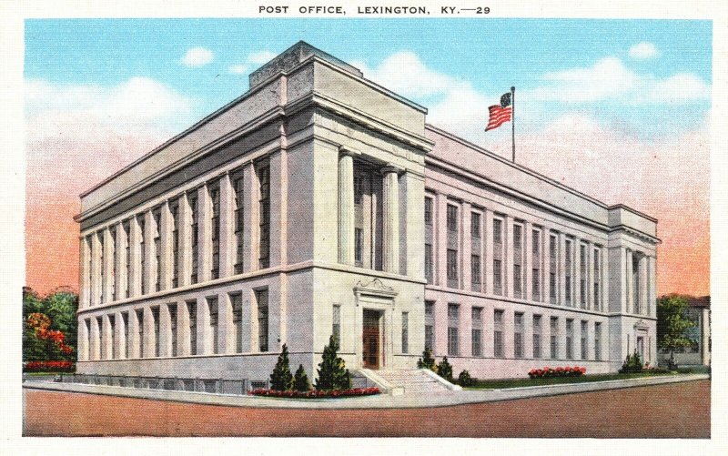 Vintage Postcard 1930's View of Post Office Lexington Kentucky K.Y