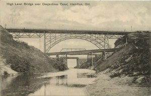 c1910 Postcard; High Level Bridges over Desjardines Canal, Hamilton ON Canada