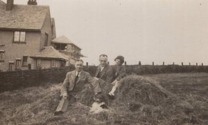 Family Buried In Farm Straw Hay Antique Real Photo Comic Postcard