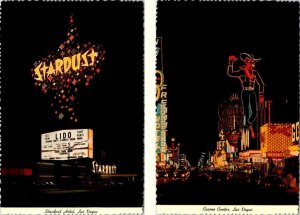 2~4X6 Postcards Las Vegas NV Nevada STARDUST CASINO & FREMONT STREET Night Neons