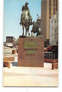 Oklahoma City OK Vintage Postcard 89'er Statue on Park Avenue