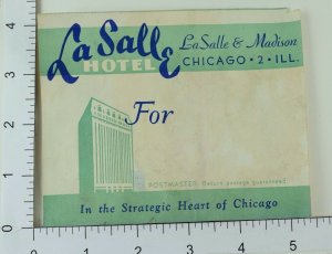 C. 1930's-40's Poster Stamp Luggage Label La Salle Hotel Chicago E6