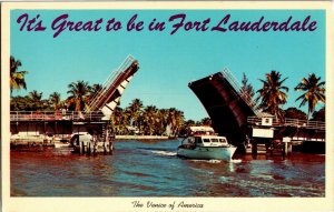 Lift Bridge Drawbridge Bascule Ft. Lauderdale FL Vintage Postcard H26