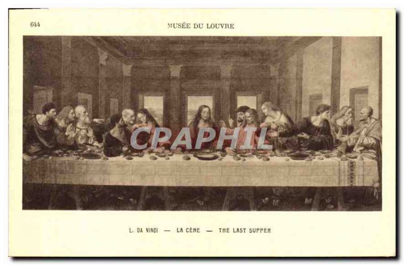 Old Postcard The Louvre Museum Da Vinci's Last Supper