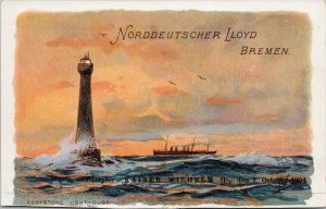 Norddeutscher Lloyd Bremen Eddystone Lighthouse Kaiser Wilhelm Postcard G1