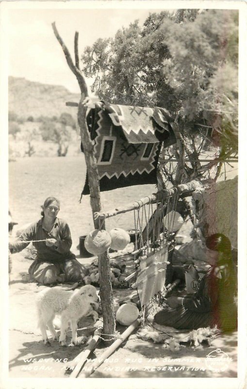 Frashers RPPC Women Weaving Navajo Indian Rug at Summer Hogan on Reservation AZ