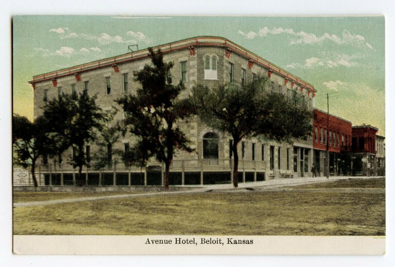 Postcard Avenue Hotel Beloit Kansas Standard View Card 