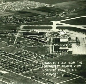 RPPC Chanute Field Air Force Base Airport Aerial View UNP Postcard Grogan Photo