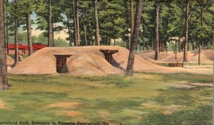 Vintage Postcard 1930's Battlefield Park Entrance to Tunnels Petersburg Virginia