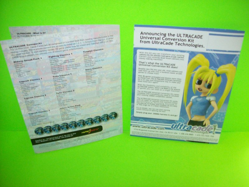 Ultracade Technologies Original Multi Game System Video Arcade Game Sales Flyers 