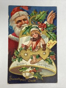 1909 Christmas Santa Pipe Cupid Sweetheart Valentines Winsch Postcard