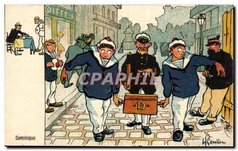 Sailor-Fantasy-Humor-Bateau Dominique -Carte Postale Ancienne Illustrator Ger...