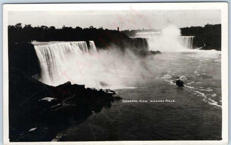 c1930s Niagara Falls RPPC General View Tour Steamboat Waterfalls Real Photo A203