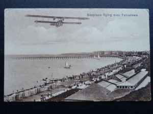 Suffolk SEAPLANE Flying over Felixstowe c1930s Postcard