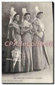 Old Postcard Niort Costumes Poitevins Mothais