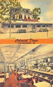 Stroudsburg PA Colonial Diner 745 Main Street Duo-View Linen Postcard