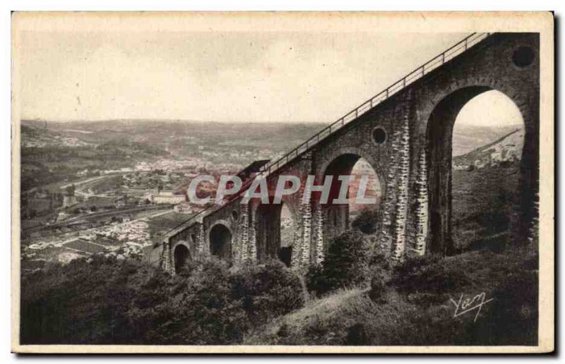 Old Postcard Lourdes Funicular the peak of Jer Viaduct