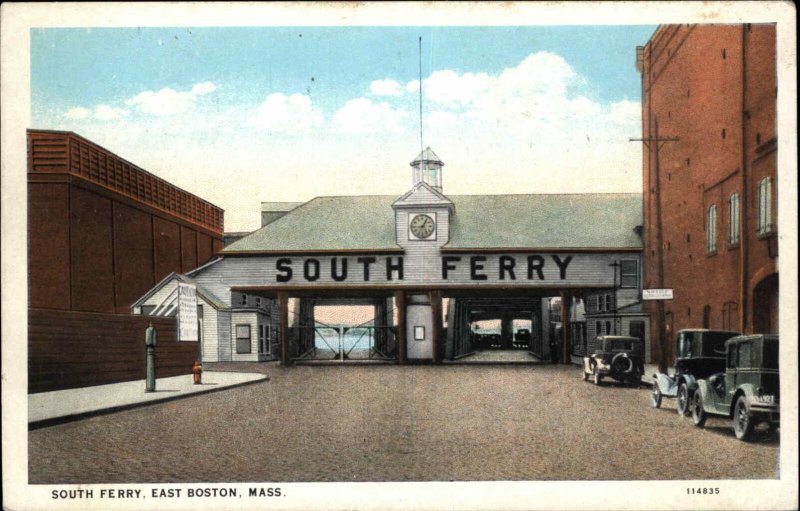 East boston Massachusetts MA South Ferry Boat Ship Vintage Postcard