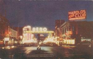 Nevada Reno Welcome Arch At Night