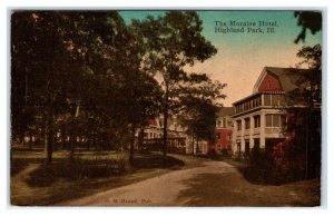 HIGHLAND PARK , IL Illinois ~ The MORAINE HOTEL  1911  Lake County Postcard