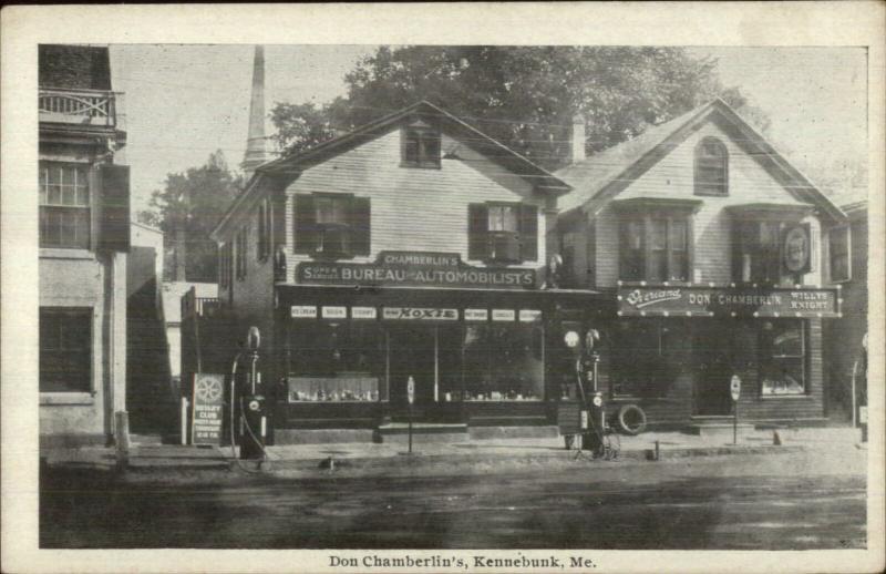 Kennebunk ME Don Chamberlin's Store Gas Station MOXIE Sign c1915 Postcard