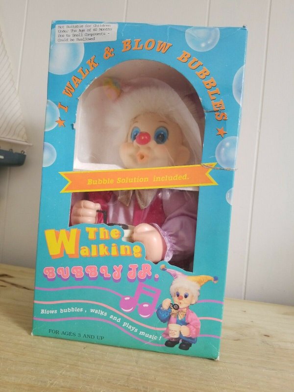 The Walking Bubbly Jr Clown Vintage Retro Complete.BOX IN ROUGH SHAPE.