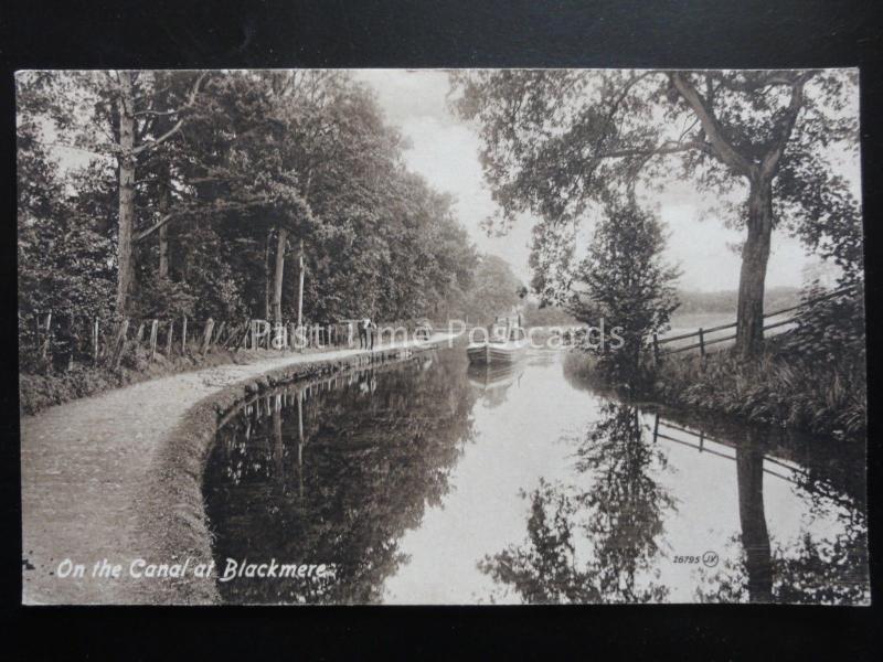Cheshire BLACKMERE On The Canal shows Narrowboat Pull by Horse c1917 by C. Hill