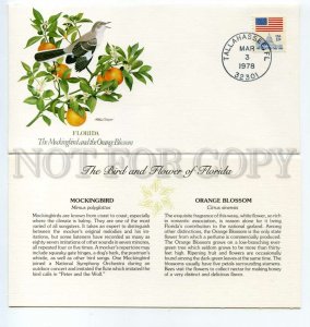 492735 USA 1978 Arthur Singer bird flower Florida Mockingbird Orange Blossom