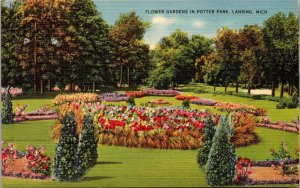 Flower Gardens in Potter Park Lansing MI Postcard PC83