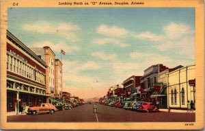 Linen Postcard Looking North on G Avenue in Douglas, Arizona