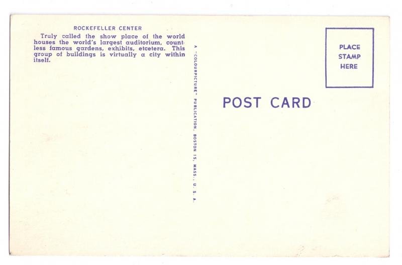 Rockefeller Center New York NY Art Deco Vintage Postcard