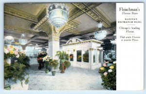 CHICAGO, Illinois IL ~ Advertising FLEISCHMAN'S FLOWER STORE c1910s Postcard