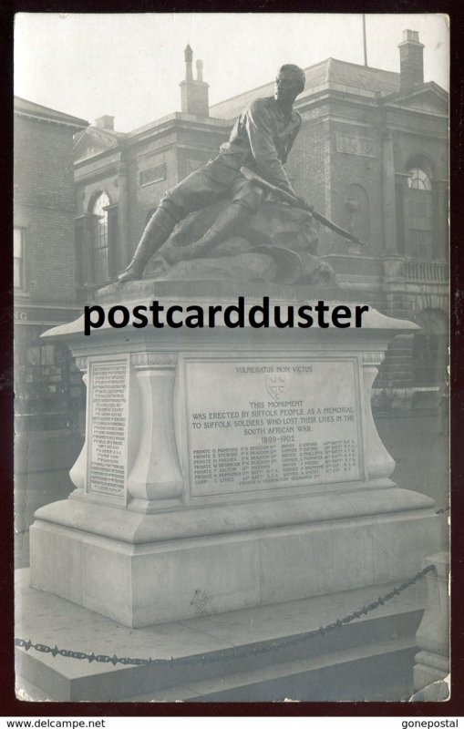 dc1522 - ENGLAND Bury St. Edmunds 1905 Boer War Soldiers Monument. Real Photo PC