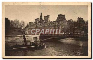 Old Postcard From Paris Little Tables L & # 39Hotel Town And The Bridge Boat ...