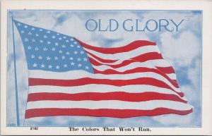 Old Glory The Colors That Won't Run American Flag Patriotic UNUSED Postcard E49