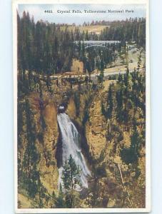 Unused W-Border CRYSTAL FALLS Yellowstone National Park Wyoming WY H2572@