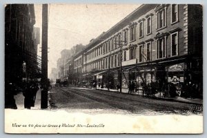 4th Ave  Green & Walnut Streets  Louisville  Kentucky   Postcard  c1907