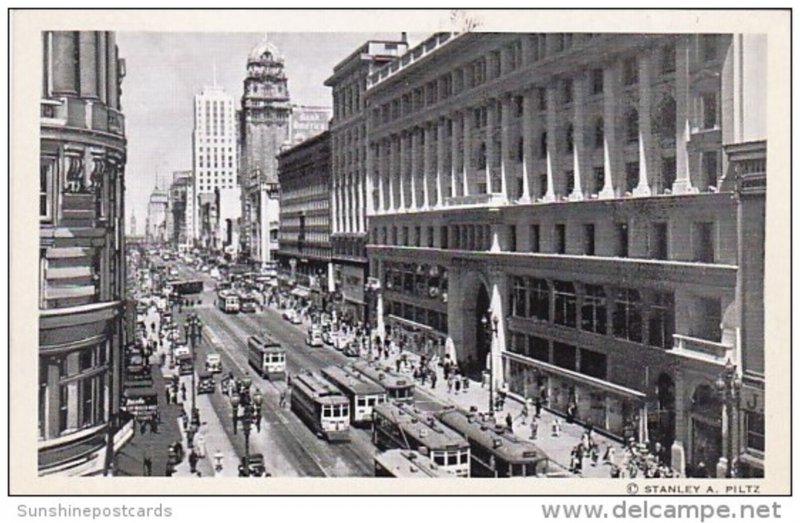 Trolleys On Market Street Looking East From Powell Street San Francisco Calif...