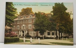 Chautauqua NY THE ST. ELMO, Chautauqua Institution Hand Colored Postcard H2