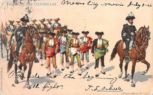 Paseo de Las Cuardrillas Tarjeta Postal Bullfighting 1906 Missing Stamp 
