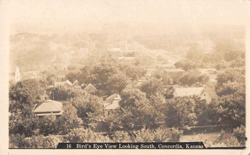 Concordia Kansas Birdseye View Of City Real Photo Antique Postcard K29645