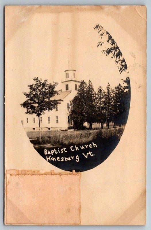 RPPC  Hinesburg  Vermont  Baptist Church   Postcard