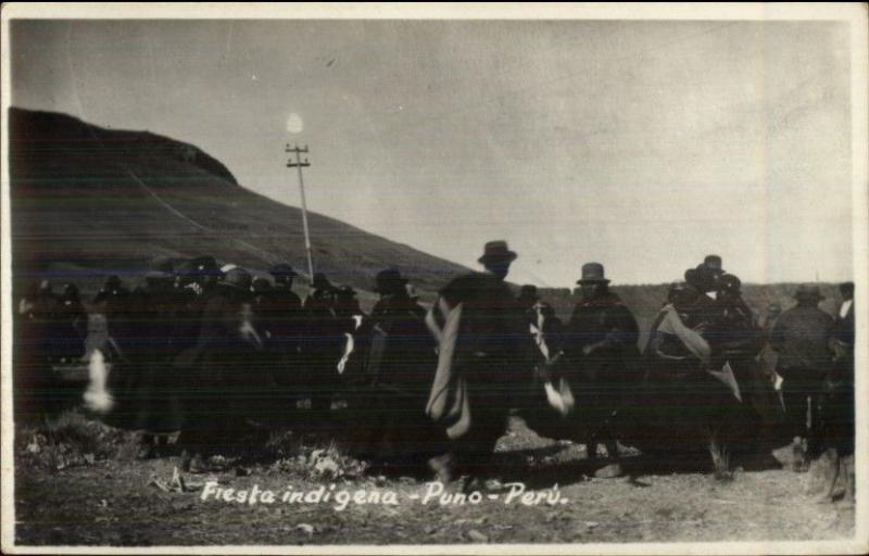 Fiesta Indigena Puno Peru Natives Real Photo Postcard