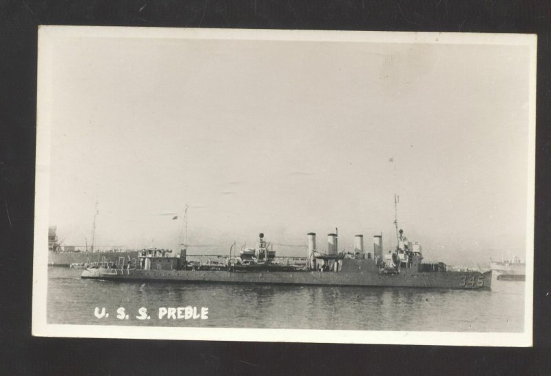 RPPC U.S. NAVY MILITARY SHIP USS PREBLE VINTAGE REAL PHOTO POSTCARD