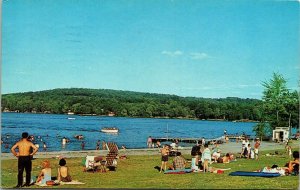 Lake Hopatcong NJ New Jersey State Park Beach Postcard Cancel PM Andover WOB VTG 