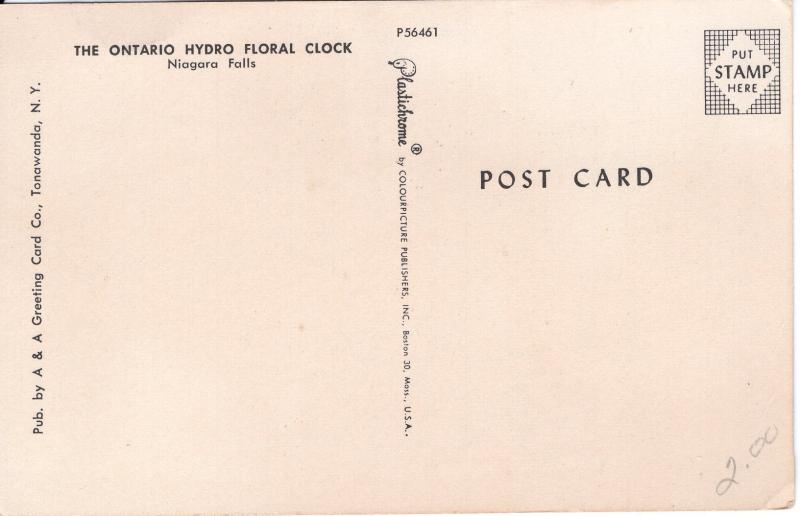 US    PC1363  ONTARIO HYDRO FLORAL CLOCK, NIAGARA FALLS