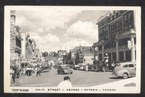 RPPC KENORA ONTARIO CANADA DOWNTOWN MAIN STREET CARS REAL PHOTO POSTCARD