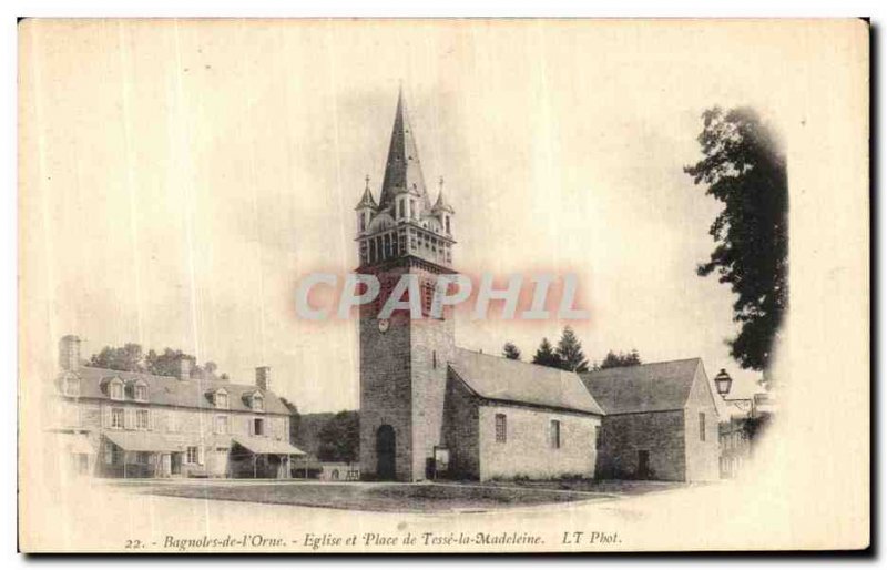 Old Postcard Bagnoles de L Orne Church and Place Tesse la Madeleine