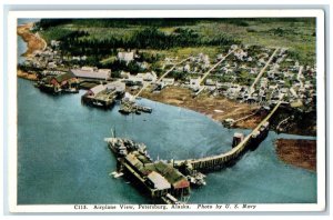 c1920's Airplane View Petersburg Alaska AK, US Navy Unposted Vintage Postcard