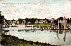 Weinberg's Swimming Pool Ann Arbor Michigan Postcard 1911